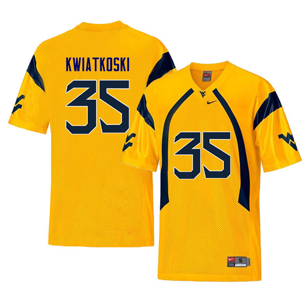 NCAA Men's Nick Kwiatkoski West Virginia Mountaineers Yellow #35 Nike Stitched Football College Retro Authentic Jersey DS23A78ZB